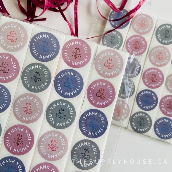 200pcs Mixed Colour Thank You Stickers Rose - Picture 3 of 6